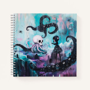 Carnet Guérisseur Octopus Skull Magique Witchy Goth AI Ar