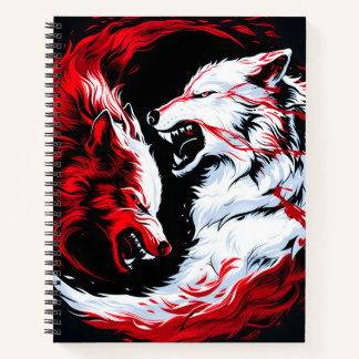 Carnet Guerrier Loup Cosmique Rouge Blanc