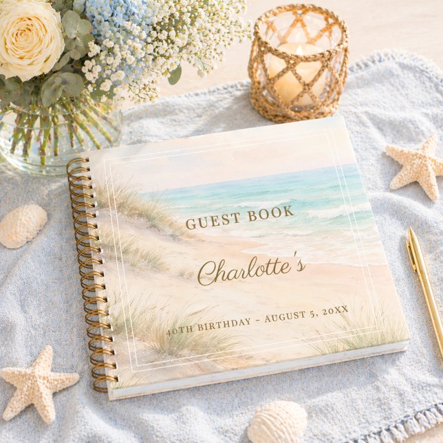 Carnet Guest book Birthday summer beach coastal (Créateur téléchargé)