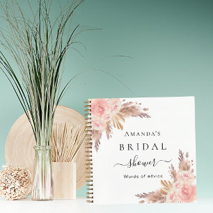 Carnet Guest book Bridal Shower pampas grass rose advice