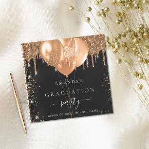 Carnet Guest book graduation black gold glitter name