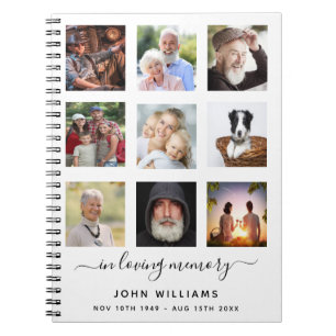 Carnet Guest book photo collage white memorial funeral 