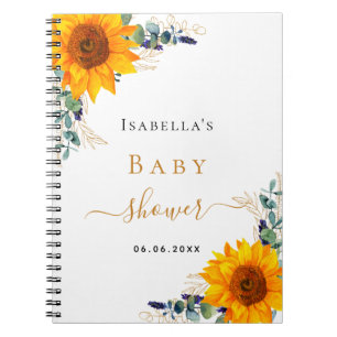 Carnet Guest book sunflowers eucalyptus baby shower