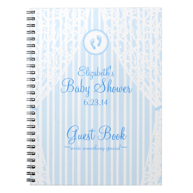 Carnet Guestbook d'Empreinte de pas-Douche de bébé (Devant)