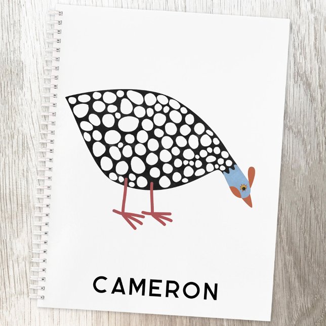 Carnet Guinée Fowl amusant Personnalisé (Fun personalized custom name guineafowl notebook with choice of cover type and interior paper style)