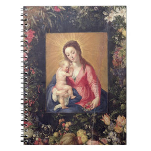Carnet Guirlande de fruit et de fleurs avec la Vierge et