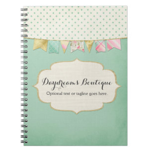 Carnet Guirlande de la Boutique Shabby Chic en rose, vert