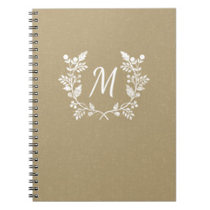 Carnet Guirlande florale blanche beige affligée par cru