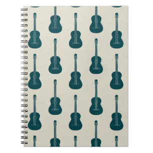 Carnet Guitare acoustique grungeuse pois bleu crème