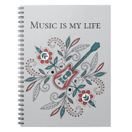 Carnet Guitare Boho Rock’n’Roll avec fleurs