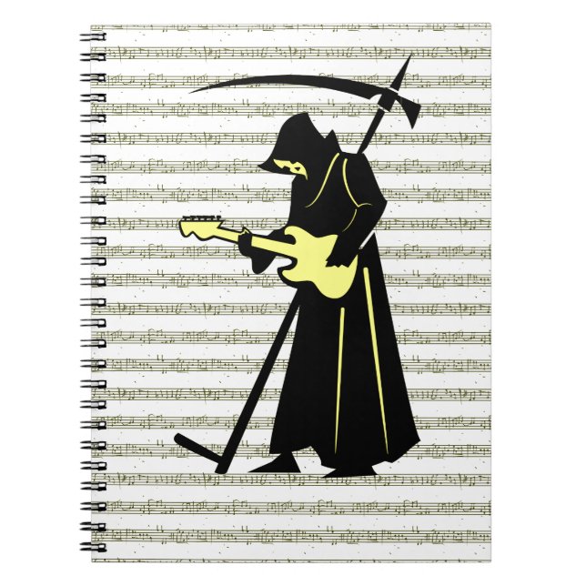 Carnet Guitare de faucheuse ☠️ conception gothique du crâ (Devant)