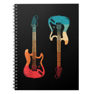 Carnet Guitare Rétro Guitariste Guitare Basse Électrique 
