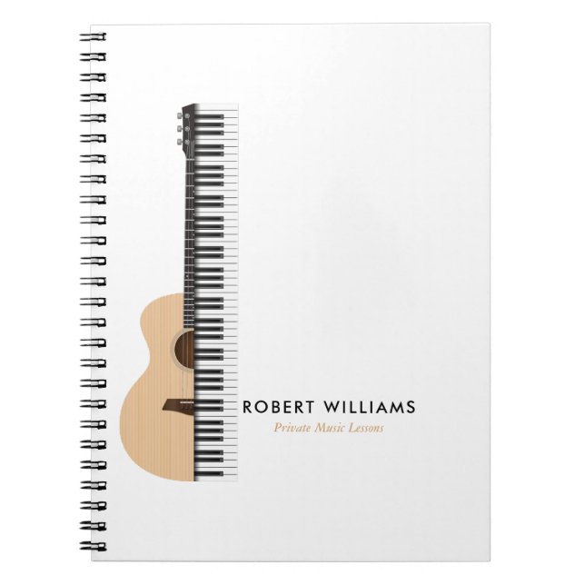 Carnet Gutar Piano illustration Professeur de musique (Devant)