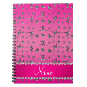 Carnet Gymnastique rose argentée nommée personnalisée