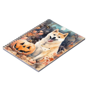 Carnet Halloween Akita Avec Peur Citrouille