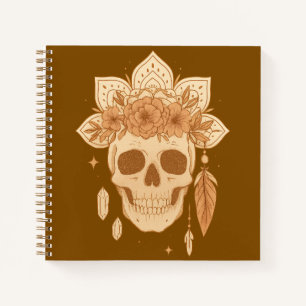 Carnet Halloween Boho floral au crâne