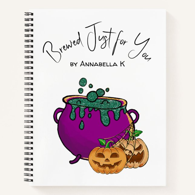 Carnet Halloween Cauldron Nom personnalisé Maison (Devant)