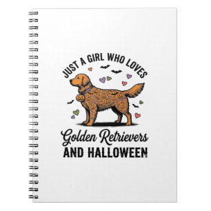 Carnet Halloween Chienne Maman Rétriver Doré Fille Vintag