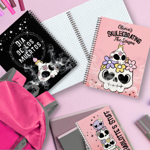 Carnet Halloween crâne floral inspiré de Kawaii