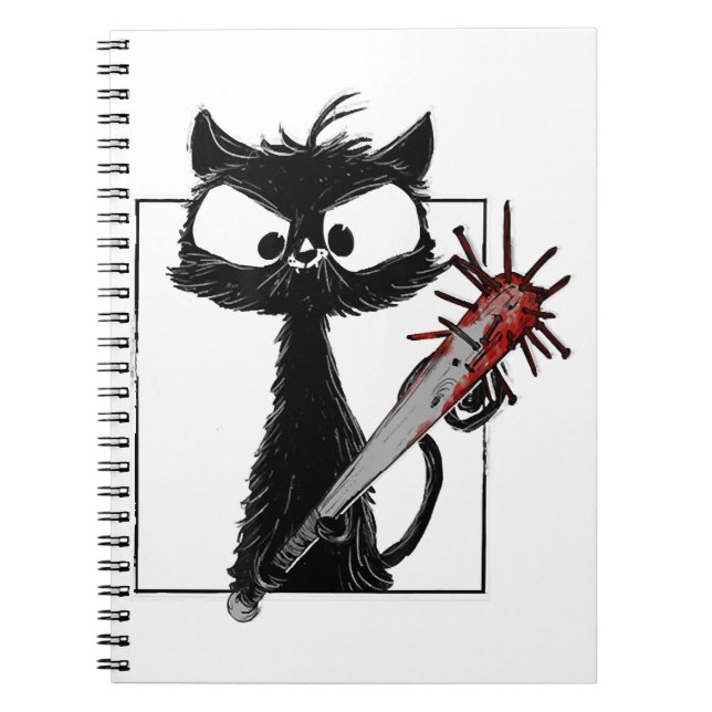Carnet Halloween de baseball de chat noir (Devant)