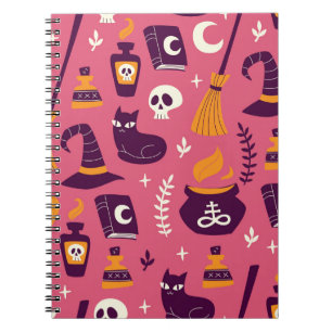 Carnet Halloween dessiné à la main, motif éffrayant sans