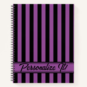 Carnet Halloween en bande verticale violette noire