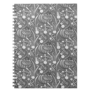 CARNET HALLOWEEN FLAMANT ROSE ROSE & CHAT NOIR EN CITROUI
