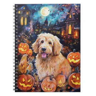 Carnet Halloween Goldendoodle avec la peur Citrouille