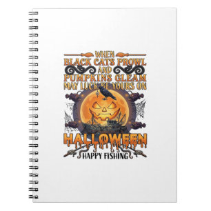 Carnet Halloween Joyeux Pêche Chats Noirs Citrouilles Cor