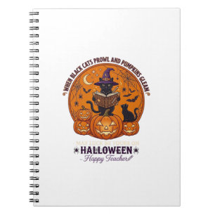 Carnet Halloween Joyeux Professeur Chat Noir Sorcière Cha