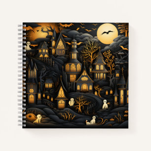 Carnet Halloween Motif sans couture Fantômes blancs en vi