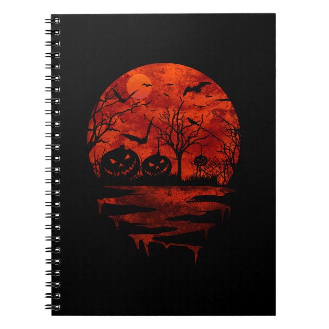 CARNET HALLOWEEN SCARY RED MOON (Devant)