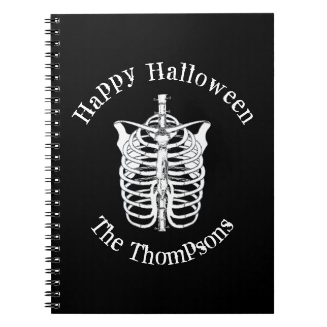 Carnet Halloween Skeleton noir blanc X Ray (Devant)