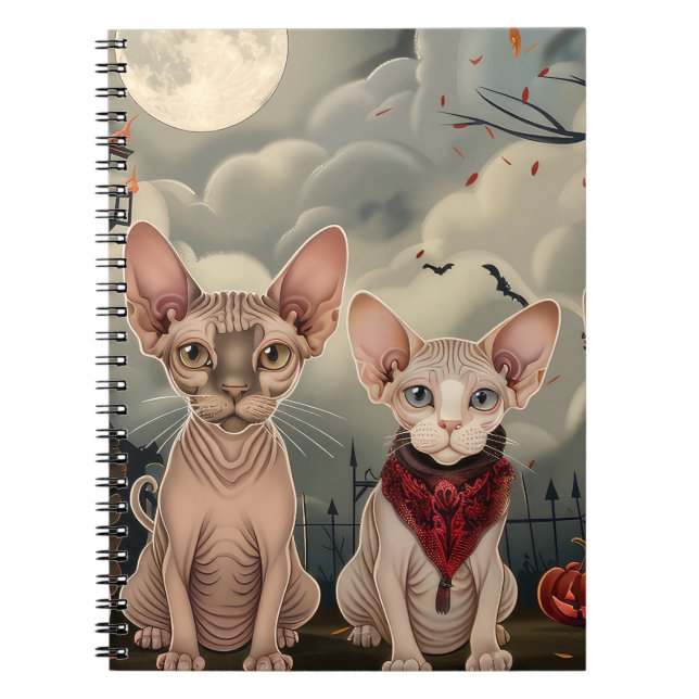 Carnet Halloween sphynx chats Éffrayant (Devant)