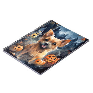Carnet Halloween Terrier Australien Avec Peur Citrouille