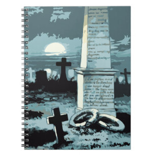 Carnet Halloween vintage, cimetière effrayant avec tombes