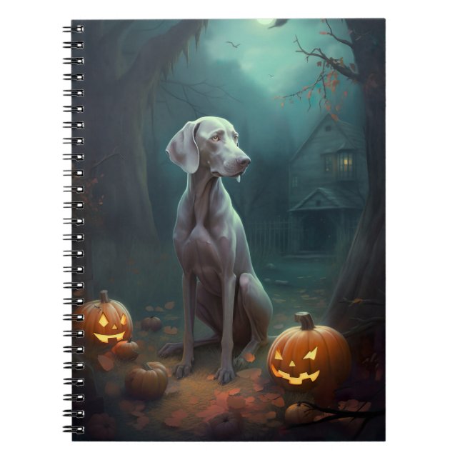 Carnet Halloween Weimaraner avec la peur Citrouille (Devant)