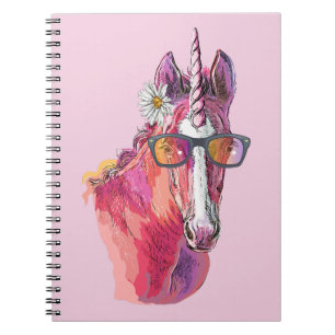 Carnet Hand drawing pink Unicorn