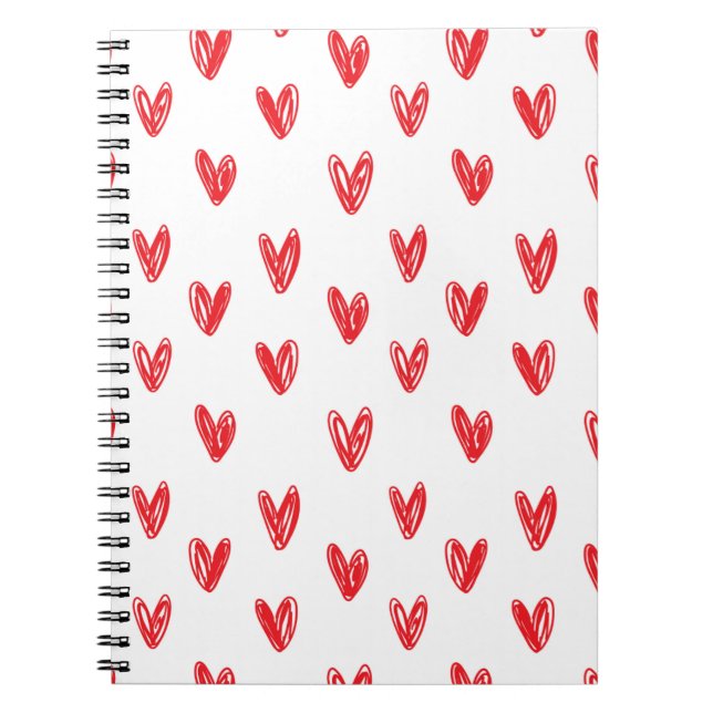 Carnet Hand Drawn Red Hearts Pattern – Minimal Valentine (Devant)