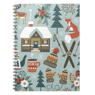 Carnet Hand drawn seamless vintage pattern with cute fore