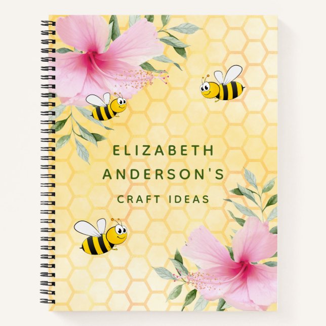 Carnet Happy bumble abeilles nid d'abeille idées d'artisa (Devant)