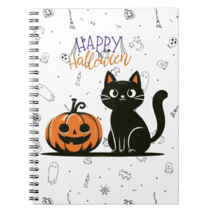 Carnet Happy Halloween chat et citrouille