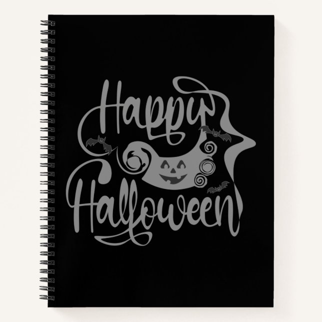 Carnet Happy Halloween chauves-souris Jack-o'-lantern (Devant)