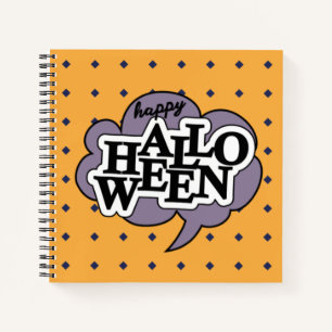 Carnet Happy halloween, dessin animé de chat noir Spiral