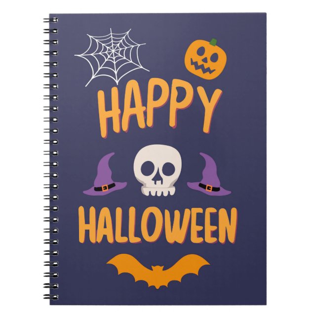 Carnet Happy Halloween éffrayant citrouille chauve-souris (Devant)