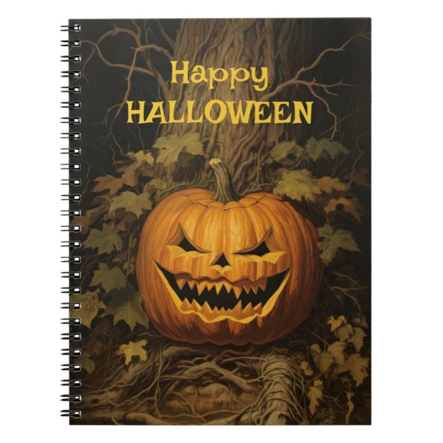 Carnet Happy Halloween Grinning Citrouille Vintage (Devant)