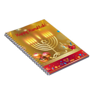 Carnet Happy Hanoukka Lights Jewish Holiday Gold