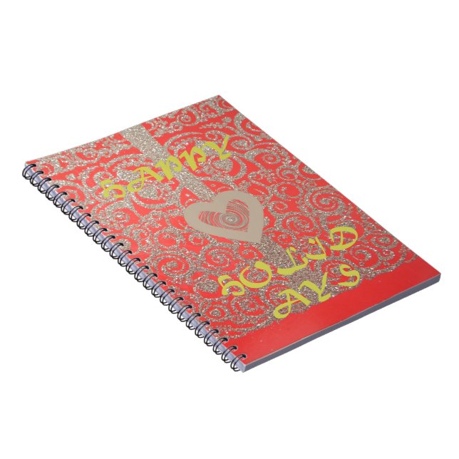 Carnet Happy Holidays Parties scintillant rouge design co (Côté Droit)