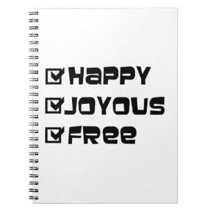 Carnet Happy Joyous Free Slogan Citation amusant Texte gr