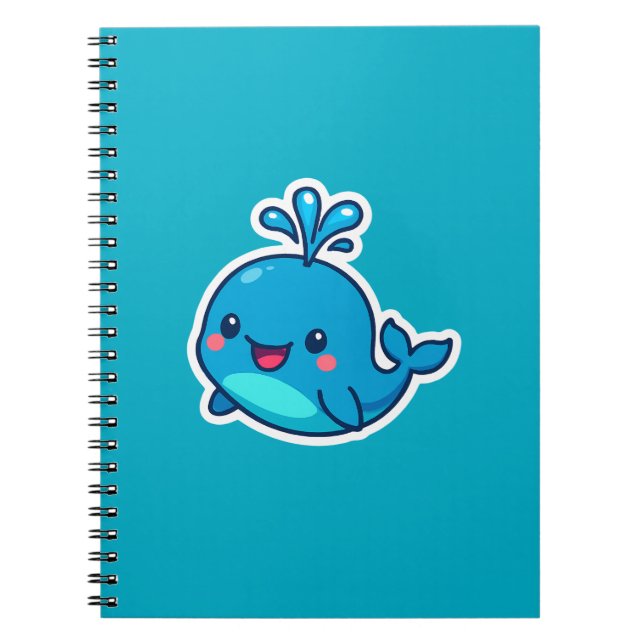 Carnet Happy Kawaii Baleine Sticker - mignon ami Océan (Devant)